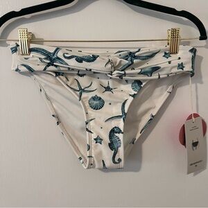 NWT Agua Bendita Bikini Bottoms Low Rise Medium Coverage Sea Horse Starfish S